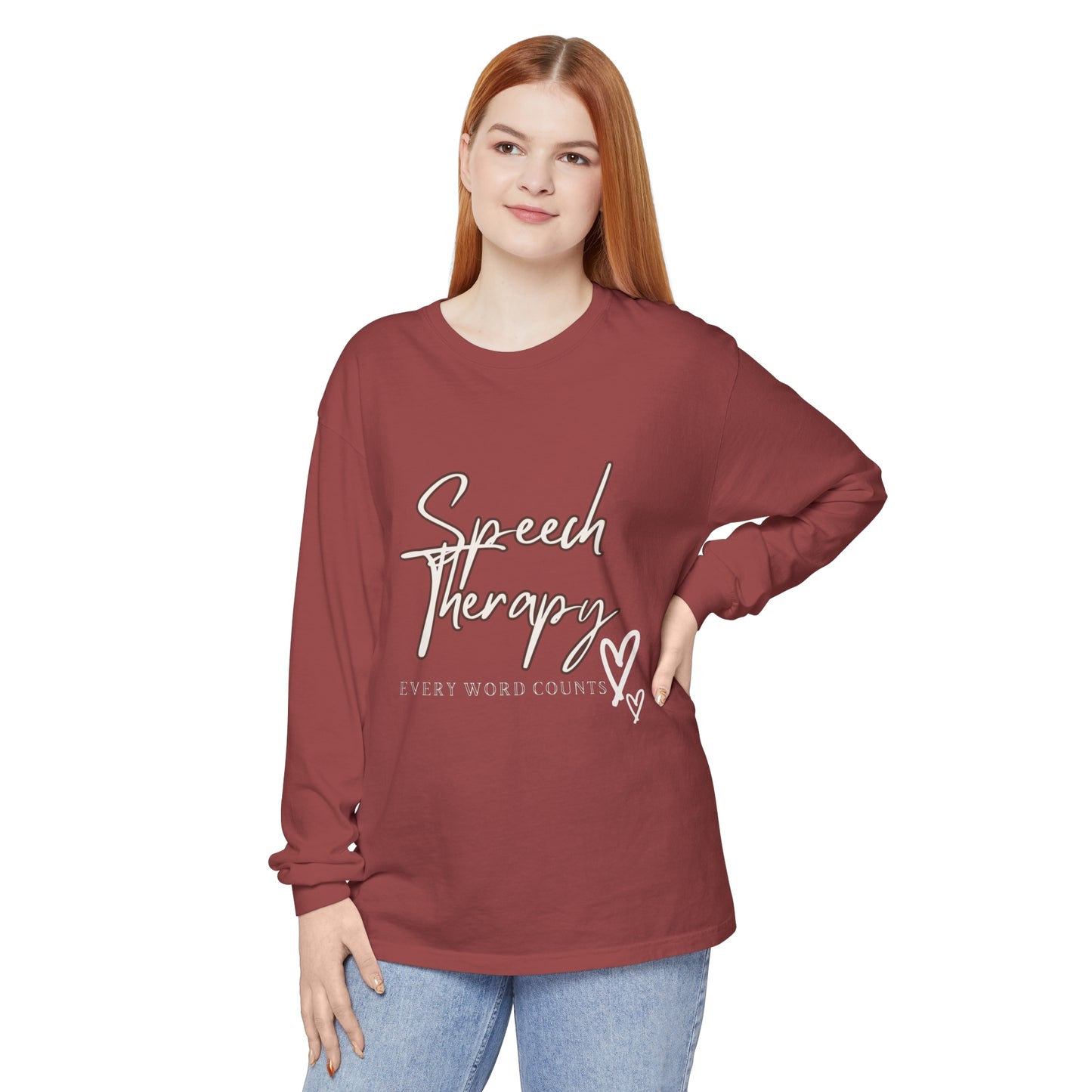 Speech-Language Pathologists Long Sleeve T-Shirt - Every Word Counts Unisex Garment-dyed