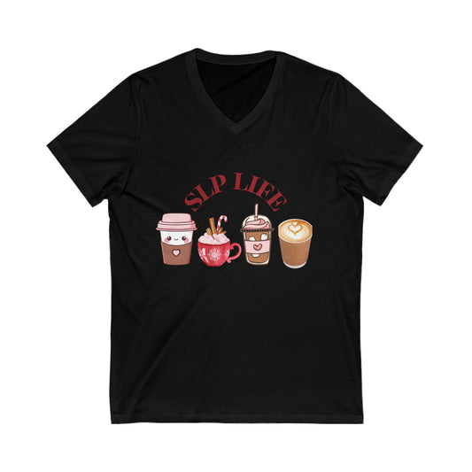 SLP Life/Coffee Life-Unisex Jersey Short Sleeve V-Neck Tees